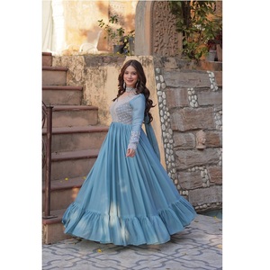 High on Demand Heavy Georgette Anarkali Vestido para mujer Formal y traje de invitado de boda con bordado detallado a la venta - Product Image 1