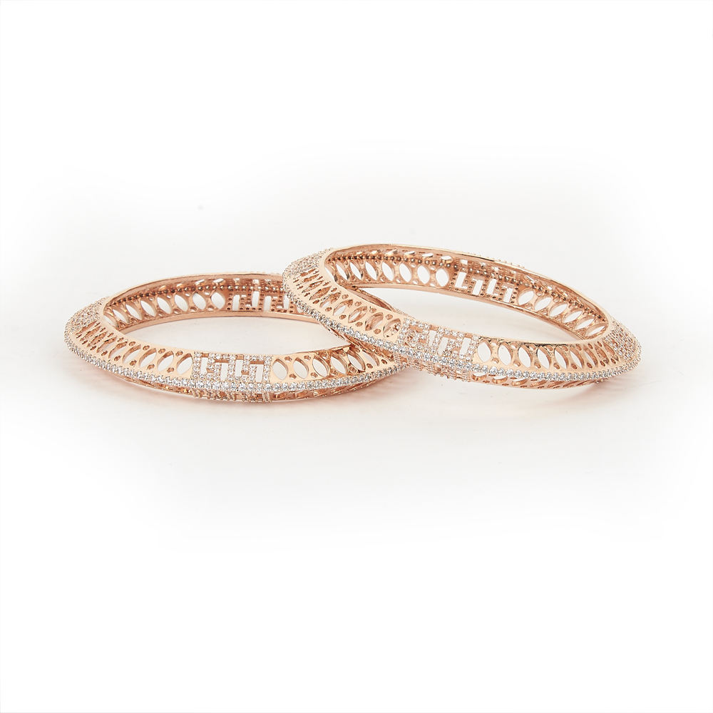 Handmade Trend Setter Classic American Diamond Bangles With Rose