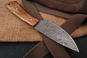 Couteau de coupe de poisson en acier damas à manche en bois | Couteaux de chasse Camping en plein air damas Logo personnalisé - Product Image 5