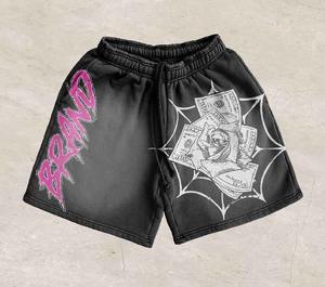 Nouveaux shorts délavés à l'acide pour hommes 100% coton éponge polaire impression personnalisée soleil délavé High Street Vintage Shorts pour hommes - Product Image 5