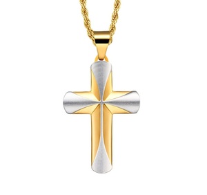 Jesus Cross Pendant Stainless Steel Fashion Christianity Jewelry Gold Plated Crucifix Men's Pendant Necklace Religious Gift - Product Image 1