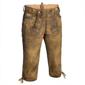 Shorts en daim à motif bavarois pour hommes, en peau de mouton, coupe-vent, longueur genou, tenue d'Oktoberfest (Oktoberfest allemand) - Product Image 1