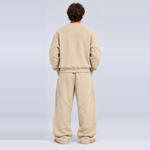 Men Oversized Sweat suit Set Custom Cotton <b>Fleece</b> <b>Hoodie</b> and Jogger Pants Two Piece Casual Tracksuits - Product Image 4