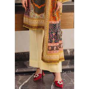 Traje de chifón de 3 piezas sin coser para mujer con bordado para uso diario - Product Image 6