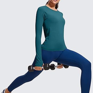 Vente directe d'usine T-shirts à manches longues de yoga coupe ajustée XL conçus sur mesure Chemises en tissu imprimé à séchage rapide - Product Image 4