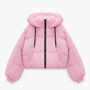 <b>Women's</b> <b>Cropped</b> Pink <b>Puffer</b> <b>Jackets</b> genuine Wholesale Short Winter Quilted Bomber Bubble Coats Fast Delivery - Product Image 1