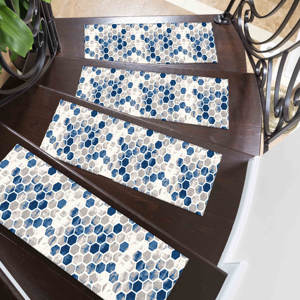 Alfombra Geométrica con Diseño de Escalones, Alfombra con Patrón Étnico, Alfombra de Color Abstracto, Alfombra Estampada - Product Image 5