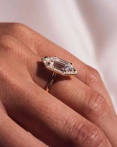 Elegancia estilo Vintage oro rosa hexágono Moissanite diamante Halo Anillo Para Boda compromiso fiesta o aniversario joyería - Product Image 3