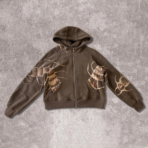 Sweat-shirts à capuche en molleton de coton personnalisé de haute qualité pour femmes, impression bouffante, technique d'hiver délavé à la pierre - Product Image 1