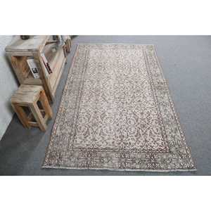 Tapis vintage 3,8 x 6,46 pieds, tapis turc, tapis en laine à carreaux gris - Product Image 1