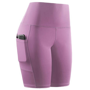 Short de yoga personnalisé sans couture pour les femmes, violet foncé, vêtements de sport extensibles flexibles à taille haute - Product Image 1