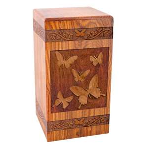 Urne souvenir en bois classique de bonne qualité sculptée à la main de capacité moyenne pour l'affichage commémoratif à la maison de l'exportateur indien - Product Image 2