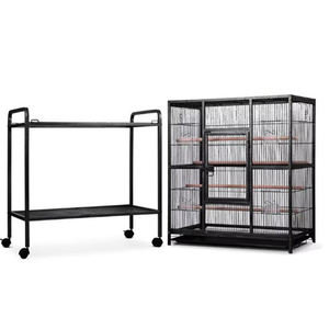 Özelleştirilmiş ağır büyük Pet papağan Aviary kuş üreme kafesi standı lüks ahşap demir tasarım ile tekerlekler kutu ambalaj dahil - Product Image 3