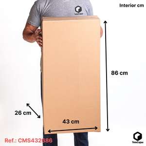 Caja de Cartón Corrugado Rectangular Alta de 43x26x86 cm, Organizador de Ropa - Product Image 3