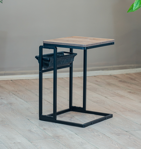 Mesa de Centro Moderna Minimalista con Tapa de Madera y Estructura Metálica, Diseño Encajable para Muebles de Sala - Product Image 3