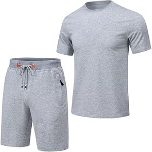 Nueva llegada Hombre Ropa Deportiva gimnasio Casual sólido camisa conjuntos cortos venta al por mayor logotipo bordado hombres camiseta pantalones cortos conjunto - Product Image 1