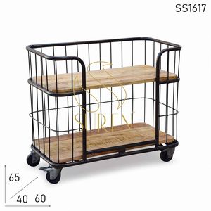 Bibliothèque indienne, Base de roue en métal, finition métallique, Design industriel - Product Image 3