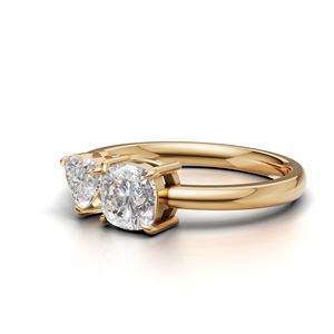 IGI Certified Lab Grown Diamond Toi Et Moi <b>Ring</b> 18K Yellow / White & Rose Gold Heart & Cushion Shape Engagement <b>Ring</b> For Women - Product Image 3