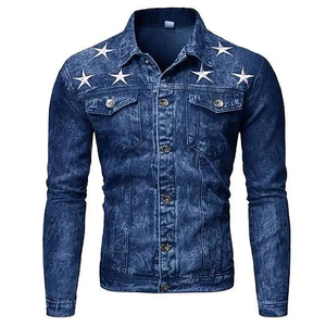 Longue veste en jean extensible sur mesure pour hommes grande taille veste en jean épais veste en jean respirante de qualité supérieure pour hommes - Product Image 1