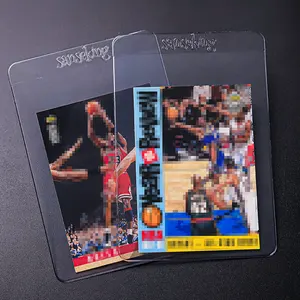 Fundas Sanseking para tarjetas semirrígidas de 50 micras, paquete azul de 50 protectores de tarjetas semirrígidas con labio de 1/2 "para tarjetas de baloncesto
