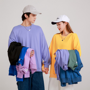 เสื้อสเวตเตอร์แบบสวมหัวสำหรับผู้ชายผ้าฝ้าย100% 260กรัมมีฮู้ดคอกลมสำหรับฤดูหนาวสไตล์สตรีทแวร์ลายพื้น - Product Image 4