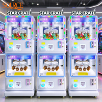 SOURCE STAR CRATE Machine de jeu à clip 2 en 1, distributeur de cadeaux d'arcade à monnayeur double couche avec éclairage LED pour un moment amusant