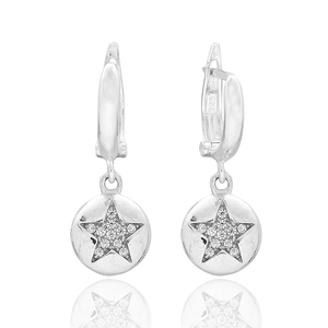 Star Design Round Jewellery Colorful CZ Stone Turkish Wholesale 925 Sterling <b>Silver</b> Jewelry <b>Dangle</b> <b>Earrings</b> - Product Image 1