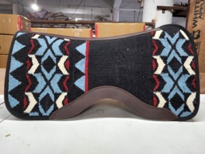 Navajo Pattern Handwoven Wool Fleece Saddle Pad Western Contoured Horse Gear Leather <b>Trim</b> <b>Cushion</b> Equestrian Tack - Product Image 2