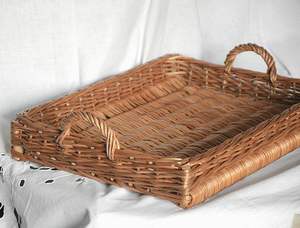 Bandeja para servir café tejida a mano Natural de mimbre de ratán Natural estilo ESTY, bandeja para servir café antiguo, comida, aperitivo, fruta, mimbre - Product Image 2