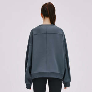 Sudadera de Cuello Redondo para Mujer al por Mayor, Personalizada 2026, de Alta Calidad, 100% Algodón, Hombros Caídos, Talla Grande - Product Image 3