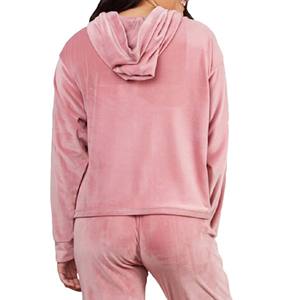 Nouveauté, sweat à capuche en velours pour femme, utilisation en extérieur en hiver, matière douce et durable, anti-rides, respirant, logo frontal, prix avantageux - Product Image 6