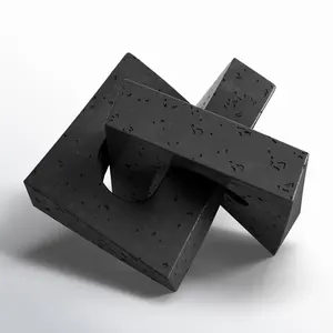 Design géométrique noir à emboîtement en aluminium plaqué argent antique Sculpture polie Art Home Decor - Product Image 1