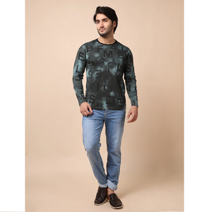 Camiseta de cuello de manga larga de algodón 100% de primera calidad, negra, elegante, cómoda, duradera, ecológica, transpirable, armario de secado rápido - Product Image 1