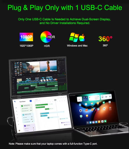 Pannello 15.6 doppio \ "& 18.5 \" IPS <span class=keywords><strong>Touch</strong></span> <span class=keywords><strong>Screen</strong></span> LCD <span class=keywords><strong>monitor</strong></span> interfaccia portatile tipo C fabbrica Oem/Odm triplo Extender schermo portatile - Product Image 2