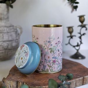 กระป๋องโลหะทรงกลมสีพาสเทลสีชมพู1.2L พร้อมฝาโดม105X150มม. ออกแบบลายดอกไม้สำหรับผู้จัดเครื่องประดับ - Product Image 3