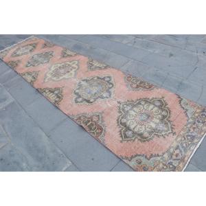 Turkish Vintage Rug, <b>Runner</b> 3x12.5 ft (92x382 cm) Rug, <b>Red</b> Ombr Wool Rug - Product Image 2