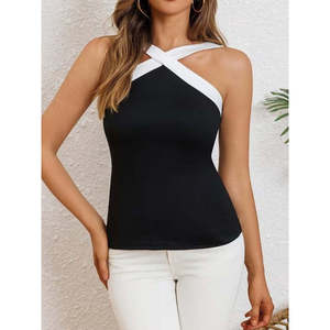 Blusa de Mujer con Hombros Descubiertos y Detalle de Rayas Cruzadas en la Parte Delantera, 37283 - Negro - Product Image 3