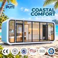 Cabine Apple moderne de 13 m², maison préfabriquée, bureau modulaire avec salle de bain, prête pour l'espace de travail