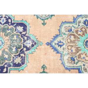 Vintage 3,3x12,3 ft Rug, <b>Runner</b> Turkish Rug, Blue <b>Green</b> Oriental Rug - Product Image 5