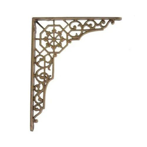 Support d'étagère murale géométrique en laiton vintage Design en treillis de métal coulé antique Support robuste pour la décoration de bureau à domicile - Product Image 1