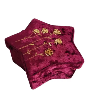Boîte à bijoux pliable en velours en forme d'étoile faite à la main avec couvercle, broderie machine 100% coton, style européen, couleur personnalisée, vanity - Product Image 3