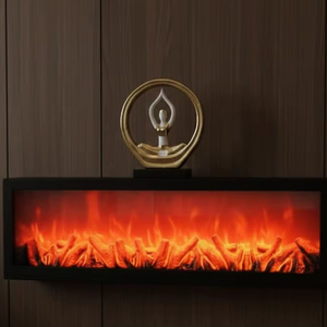 Caja Negra Eléctrica con Efecto de Llama Ambiental |   Lámpara de Acento Moderna para Chimenea Larga |   Elegante Chimenea de Pared - Product Image 6