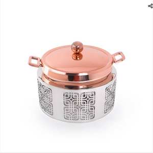 Casserole ronde en métal en acier de couleur or fabriquée à la main pour la vente en gros Dernier design de chauffe-plats de luxe pour un repas de qualité supérieure - Product Image 5