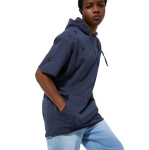 Vente en gros de sweat à capuche personnalisé vieilli pour hommes respirant 300 grammes de tissu décontracté style Hip Hop couleur noire Service OEM pour l'hiver - Product Image 6