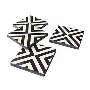 Handmade Eco-Friendly Bone Inlay <b>Coasters</b> Custom Shape <b>Black</b> Brown Pattern Custom Logo Durable Wedding Favors Customizable - Product Image 1