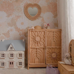 Meubles pour enfants Placard à vêtements naturels Armoire en osier de rotin tissé à la main pour le stockage de vêtements pour tout-petits et l'organisation de pépinière - Product Image 1