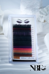 ขนตาต่อแบบเปียกมีสีสำหรับต่อขนตา PBT ไฟเบอร์แคชเมียร์ J, C , CC , D หยิกหนา0.10มม. - Product Image 3