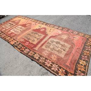 Tapis Kilim Turc Vintage 5.4 X 13.3ft Brun Orange Patchwork Design Plat Tissage Laine Jute Tapis pour Adolescents Rectangle Couloir Latex - Product Image 2