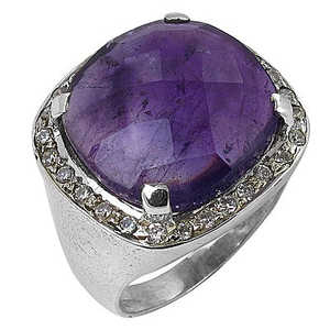 Bague statement en argent avec pierre précieuse améthyste pour femme, bijoux élégants - Product Image 1