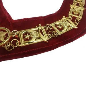 Venta al por mayor Fabricación de diseño personalizado Masonic Regalia Shriner collar de cadena chapado en oro 16 joyas seis piezas setsr - Product Image 5